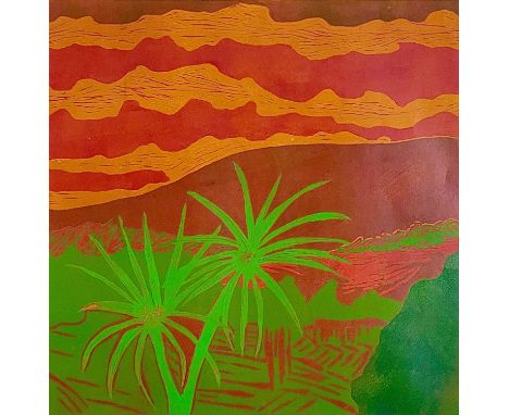 Sheila OLINER (1930-2020) Zennor Hill and Palm Trees  Screenprint, edition 5/7, signed and titled, image size 45cm x 45cm, 68