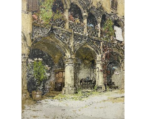 Luigi KASIMIR (1881-1962) Archway Etching in colour, signed, 33cm x 29cm, 53cm x 46cm.