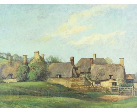 Willis K. HUDSON (XX) Thatched Cottages Oil on board, signed, 34cm x 44cm, 42cm x 52cm framed.