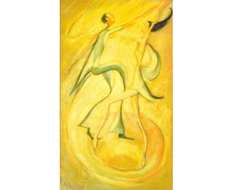 Christine PENBERTHY (1940) Dancing Figures Watercolour, signed, 27.5cm x 16.5cm, 43cm x 32.5cm framed.
 
Christine, an artist