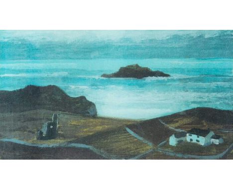 Biddy PICARD (1922-2019) West Penwith View Print, signed in pen to mount, 16cm x 27.5cm, 32cm x 42cm framed.