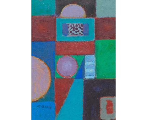 Ray BARRY (1931-2022) Harmony I Acrylic, signed, titled to artist's label verso, 28.5cm x 20cm, 49cm x 39cm framed.
Ray Barry