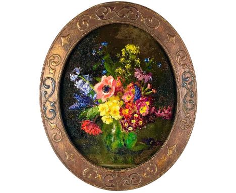 Mabel Gwendoline MARSTON (1862-1936) Floral Still Life Oil on board, signed, 39.5cm x 32.5cm, 45.5cm x 38cm framed.
 
Mabel G