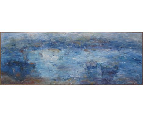 Alexia Hadjinicolaou, Seascape, oil on canvas, signed 1997. 60X170cm