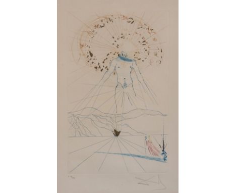 Salvador Dali (Spanish 1904-1989) UNIVERSAL MAN etching with handwork, signed and numbered E 76/250 in pencil in the margin s