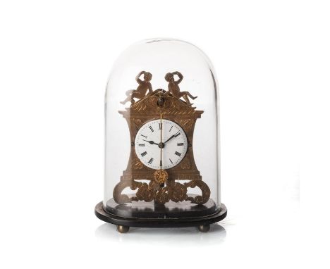 A MINIATURE CARRIAGE CLOCK The circular white 38mm dial with Roman numerals, calibrated outer ring on brass engraved plate wi