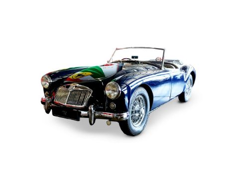 A 1958 MGA 1500 ROADSTER Finished in midnight blue with grey leather upholstery and black soft top. The MGA was a radical dep