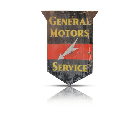 GENERAL MOTORS SERVICE ORIGINAL ENAMEL SIGN CIRCA 1940s 78 by 102cm a double sided enamel sign 
