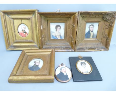 18TH/19TH CENTURY GROUP OF FAMILY PORTRAIT MINIATURES, presumed on ivory slips and one on copper, Richard Lloyd Rector of Mar