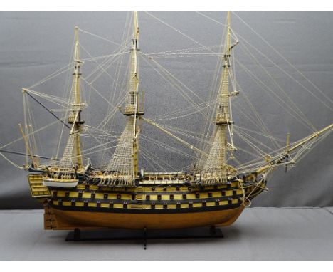 HMS VICTORY - SCRATCH BUILT MODEL, FULLY RIGGED, 75cms H x 105cms Long (on a plinth)