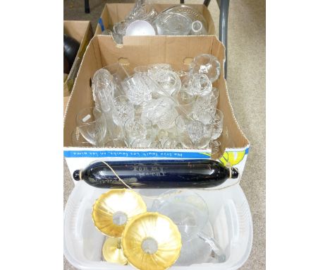QUALITY DRINKING &amp; OTHER GLASSWARE including a Bristol Blue type rolling pin