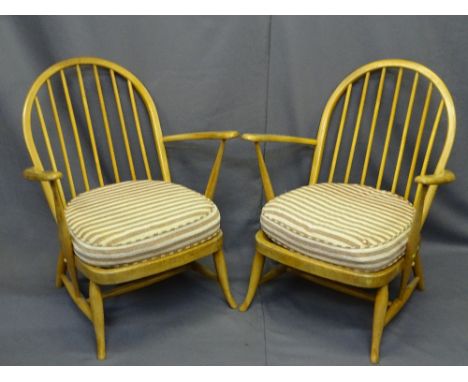 LIGHT ERCOL, a pair of spindleback armchairs