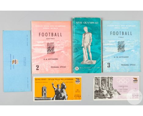 1960 Rome Olympic Games two programmes, football final and semi-final Olympic Guide Book, Opening and Closing Ceremony ticket