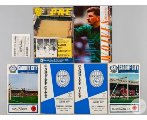 Collection of approximately 75 Cardiff City home and away match programmes from 1955 to 1980s, the majority late 1950s and Ca