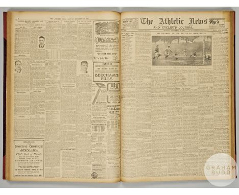 Athletic News 1912-13 bound volume,&nbsp;approx. 40 publications from 17th June 1912 No.1916 to 19th May 1913 No.1964, bears 