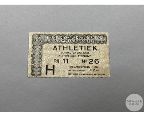 A 1928 Olympic ticket for 29th July