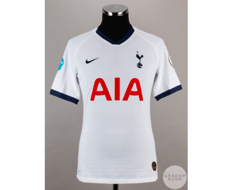 Lucas Moura white No.27 Tottenham Hotspur short-sleeved shirt, 2019-20, Nike, size M, crew neck collar, printed badge, back l