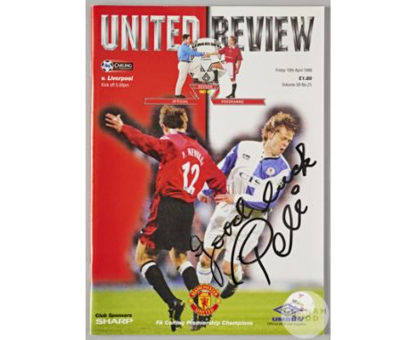 Pele autographed Manchester United v Liverpool programme, from the game v Liverpool on Friday, April 10th 1998, signed on the