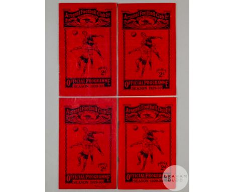 Four Arsenal home match programmes, 1929-30, Newcastle United, 30th November 1929,&nbsp;Sunderland, 28th April 1930,&nbsp;Bol