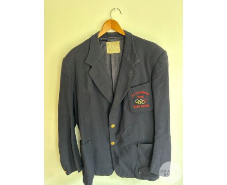 Guy Butler 1952 Helsinki Olympic Games Great Britain blazer, the embroidered blazer badge reads XV OLYMPIAD 1952 REAT BRITAI 