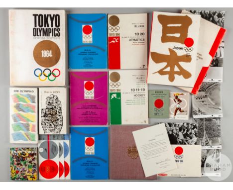 1964 Tokyo Olympic Games collection of various ephemera, including Opening and Closing Ceremony programmes, three tickets, tw