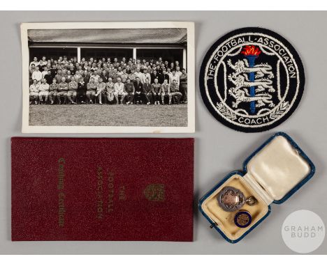 Alex Wilson a player contract between Arsenal and Alex Wilson, 27th May 1933, enamel lapel coaching badge, silver S.A.L. Chal