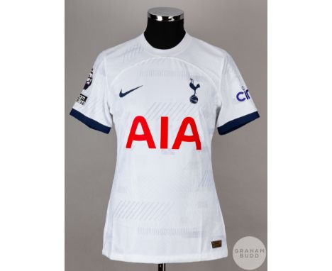 Son Heung Min white No.7 Tottenham Hotspur short-sleeved shirt, 2023-24, Nike, M, with crew-neck collar and printed badge, th