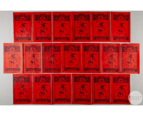 Complete run of Arsenal home match programmes, 1932-33, lacking West Bromwich Albion, 31st August 1932, Derby County, 8th Oct