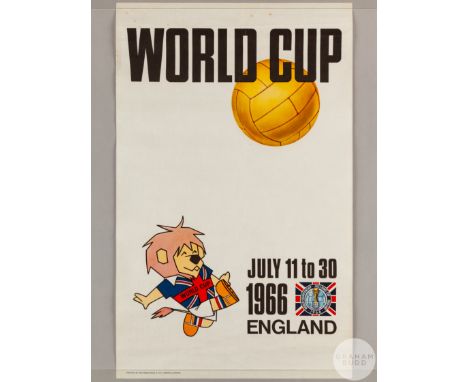 Official 1966 World Cup poster, artwork by Carvosso, printed by McCorquodale & Co. Ltd, featuring the mascot World Cup Willie