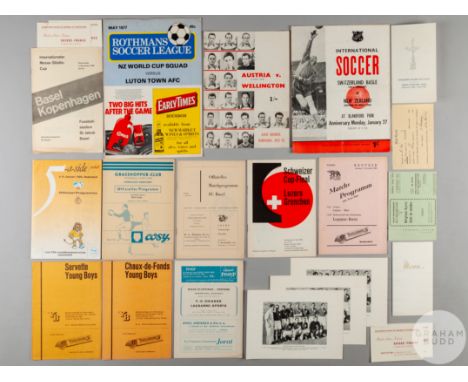1964 New Zealand v Basle of Switzerland programme, 27th January 1964, Wellington v FK Austria at the Basin Reserve, 1977 New 