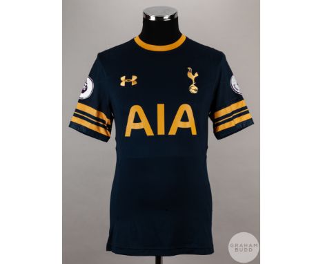 Dele Alli navy blue & gold No.20 Tottenham Hotspur short-sleeved shirt, 2016-17, Under Armour, size M, crew neck collar, embr
