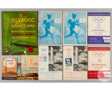 1952 Helsinki Olympic Games Opening and Closing Ceremony programmes and closing ceremony ticket information booklet given tic