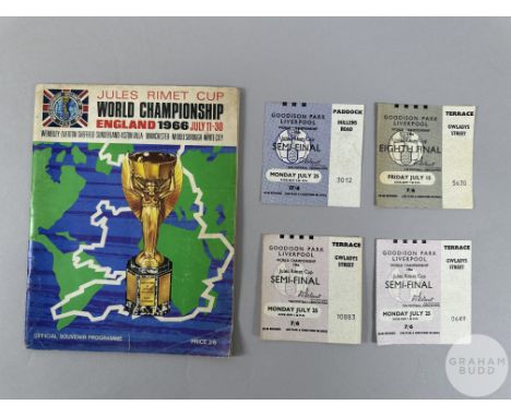 World Cup 1966: four 1966 World Cup ticket stubs for match at Goodison Park, eight Final, 15th July and three Semi-Final exam