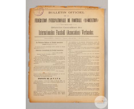 A rare 1905 first FIFA Bulletin, 1st September 1905,&nbsp;the only known example is on display at the FIFA Museum
