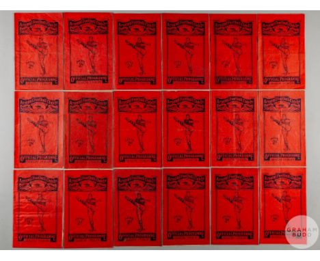 Complete run of Arsenal home match programmes, 1938-39, lacking Derby County, 14th September 1938, Wolverhampton Wanderers, 1