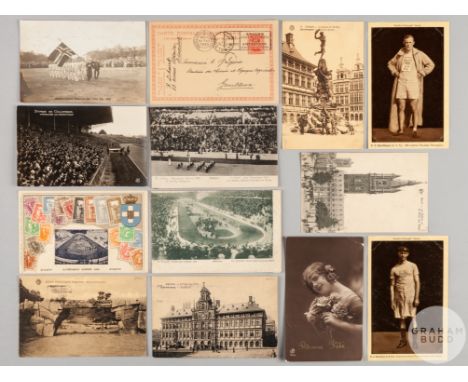 Thirteen various Olympic games and other postcards, including four 1906 examples, two&nbsp;Health & Strength Series, featurin