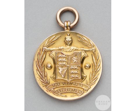 Roy Goodall 15ct gold Football Association International medal, 1929-1930, the obverse inscribed THE FOOTBALL ASSOCIATION, th