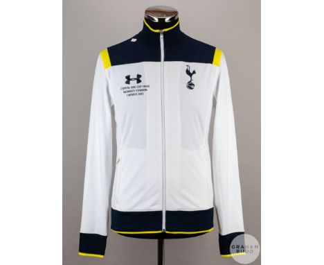 Blue and white Tottenham Hotspur Long sleeved tracksuit top, Nike, size M, full front zip, embroidered badge with "Capital On