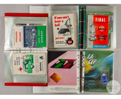 A run of F.A. Cup Final programmes from 1947 to 1994 including replays 1947, 1948, 1956, 1962, with ticket stubs and a collec