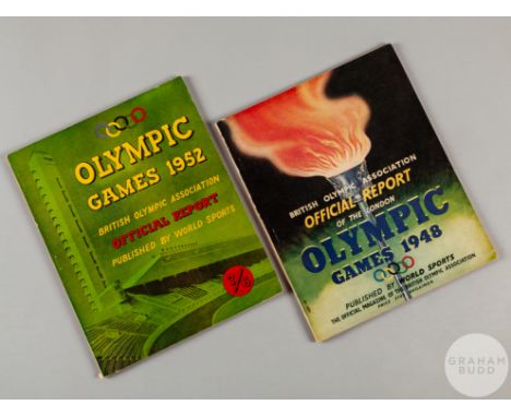Two British Olympic Official report brochures from the 1948 and 1952 games respectively, both in reasonably good condition wi