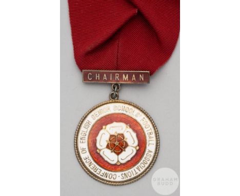 A silver-gilt and enamel Chairman's medallion, the obverse inscribed CONFERENCE OF ENGLISH SENIOR SCHOOLS' FOOTBALL ASSOCIATI