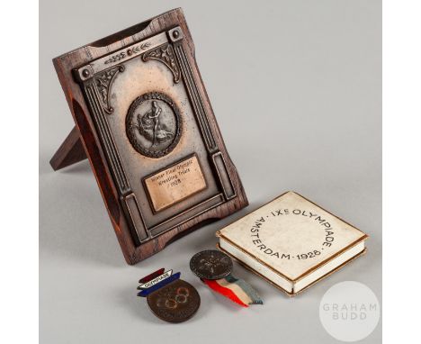 Herbert Sansum Amsterdam 1928 Olympic Games participants medal designed by J. C. Wienecke, bronze, the obverse depicting nude