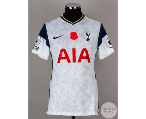 Gareth Bale white and blue No.9 Tottenham Hotspur v. Brighton & Hove Albion short-sleeved shirt, 2020-21, Nike, M with v-neck