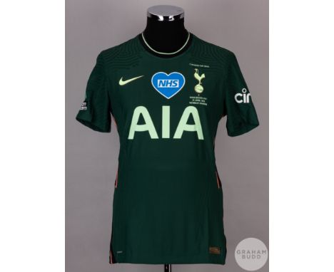 Son Heung-Min green No.7 Tottenham Hotspur v. Manchester City, Carabao Cup Final match issued short-sleeved shirt, 2021, Nike
