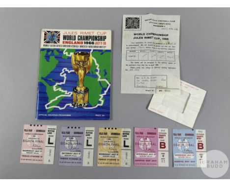 World Cup 1966: five 1966 World Cup ticket stubs for matches at Villa Park, all eighth Final, 13th to 20th July, ticket alloc