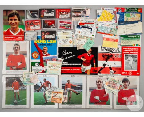 A collection of Manchester United ticket stubs from 1980s to 2000, including F.A.Cup final, Charity Shield, European, League 