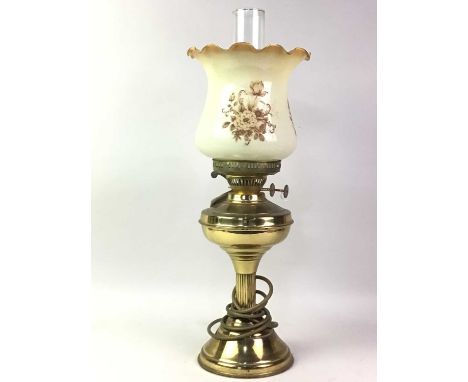 BRASS OIL LAMP, AND OTHER TABLE LAMPS the oil lamp adapted for electricity, including an Italian figural lamp