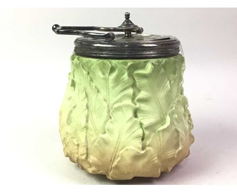 VICTORIAN PORCELAIN BISCUIT BARREL, ALONG WITH A WASH BASIN AND EWER the biscuit barrel in blush ivory, blue backstampbiscuit