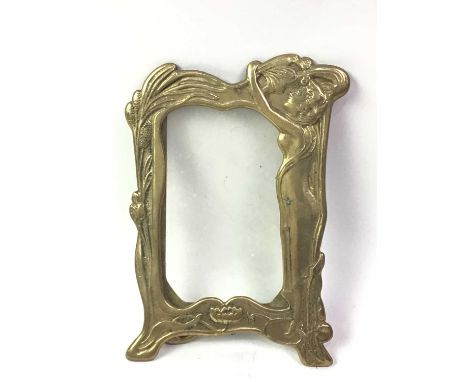 TWO ART NOUVEAU STYLE PHOTOGRAPH FRAMES, AND FURTHER ITEMS including a mantel clock, part set of drawing instruments and bras