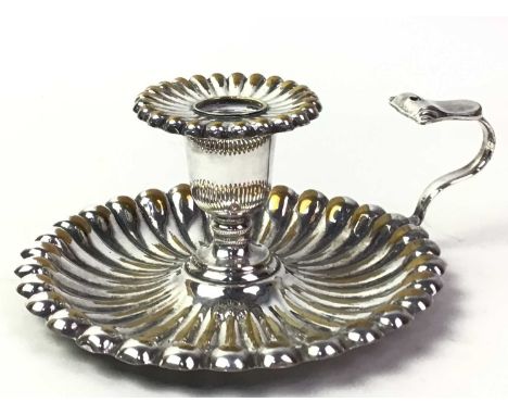 COLLECTION OF SILVER PLATE, including a toast rack, chamberstick, serving tray, tea caddy, flatware, cruets and more